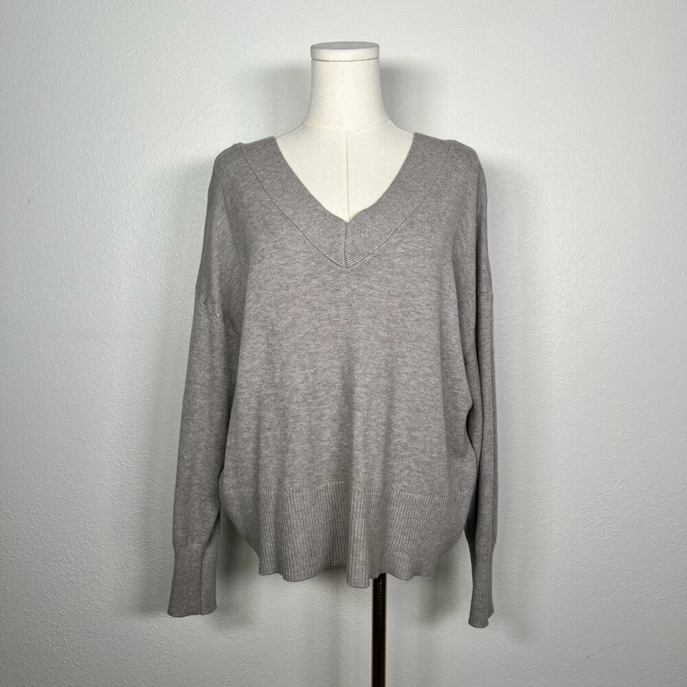 Deluc Gray Open Back V-Neck Sweater - Size S